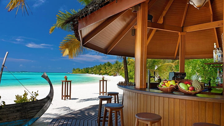 курорт, ваканция, отдих, тропици, Карибите, Малдивите, остров Furanafushi, HD тапет