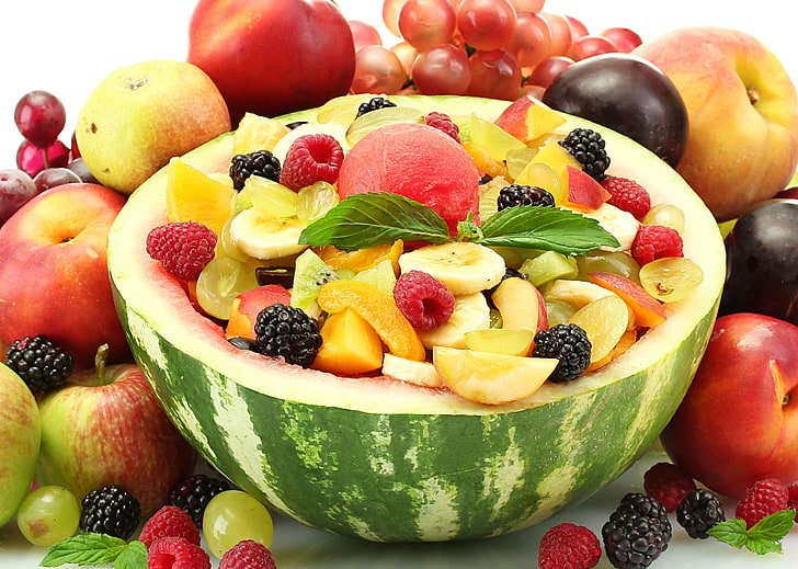Obstsalat, Obst, Wassermelone, Salat, sortiert, HD-Hintergrundbild