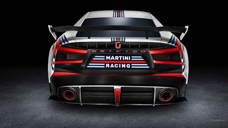 black and white Drivido martini racing vehicle, Italdesign Brivido Martini Racing, supercars, car, vehicle, HD wallpaper