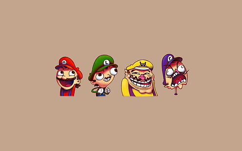 Funny Mario And Friends, Super Mario illustration, Funny, , dark, background, HD wallpaper HD wallpaper