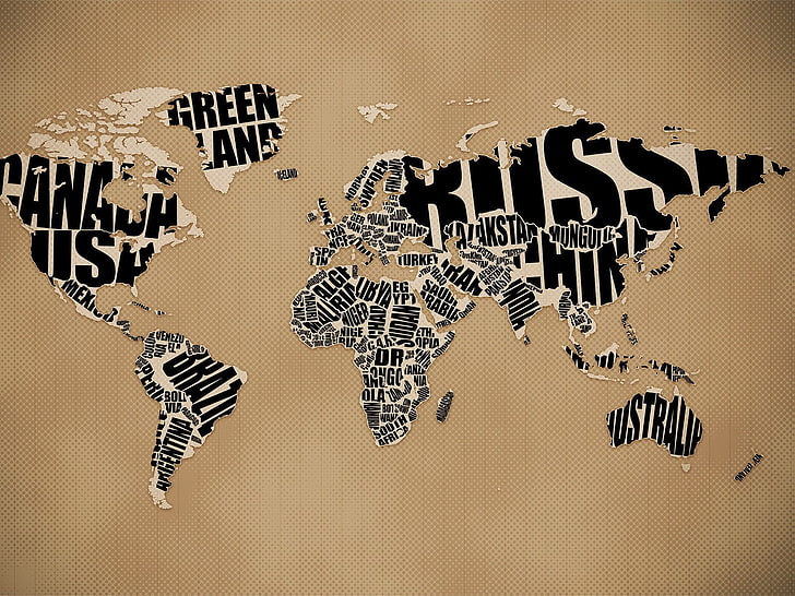 map, word clouds, HD wallpaper