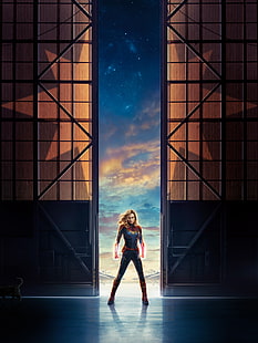 Captain Marvel, Marvel Cinematic Universe, Brie Larson, affichage de portrait, Fond d'écran HD HD wallpaper
