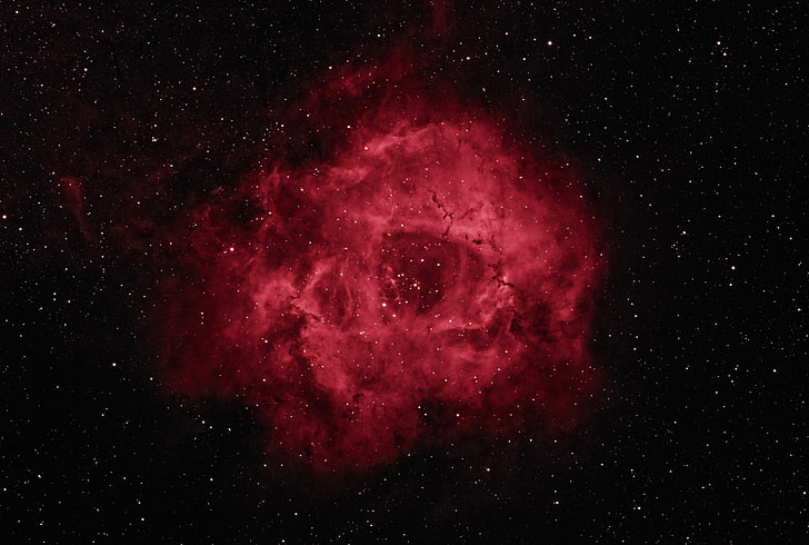 red space cloud, space, stars, beauty, Rosette Nebula, HD wallpaper