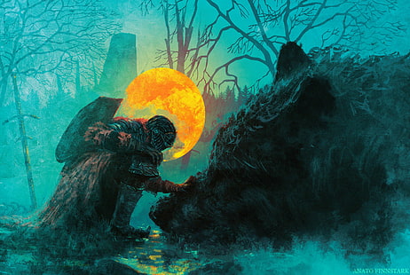 ศิลปะแฟนตาซี Dark Souls Sif the Great Grey Wolf, วอลล์เปเปอร์ HD HD wallpaper