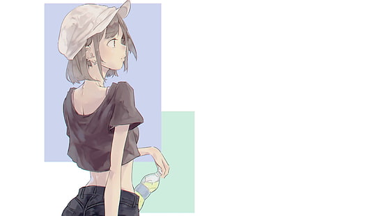 Anime, Manga, Anime Girls, Minimalismus, einfachen Hintergrund, Soda, Sommer, HD-Hintergrundbild HD wallpaper
