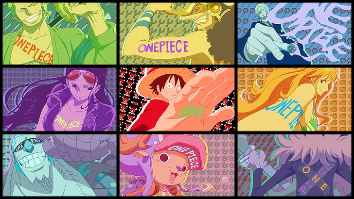 Anime, One Piece, Brook (One Piece), Franky (One Piece), Monkey D.Luffy, Nami (One Piece), Nico Robin, Sanji (One Piece), Tony Tony Chopper, Usopp (One Piece), Zoro Roronoa, Fond d'écran HD