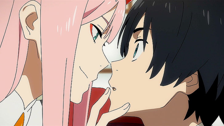Anime, Liebling im FranXX, Grüne Augen, Hiro (Liebling im FranXX), Pinkes Haar, Zero Two (Liebling im FranXX), HD-Hintergrundbild