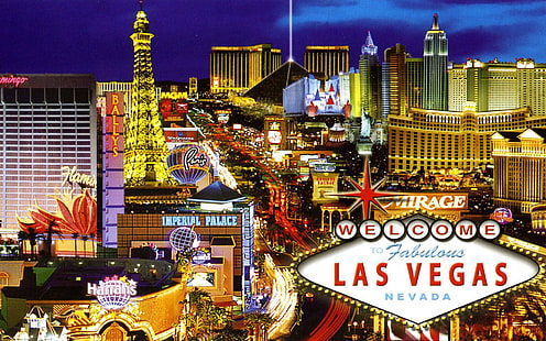 Bem-vindo à cidade de Las Vegas com a maioria dos hotéis e lugares de cassino para diversão, relaxamento e aventura Wallpaper Hd 1920 × 1200, HD papel de parede HD wallpaper