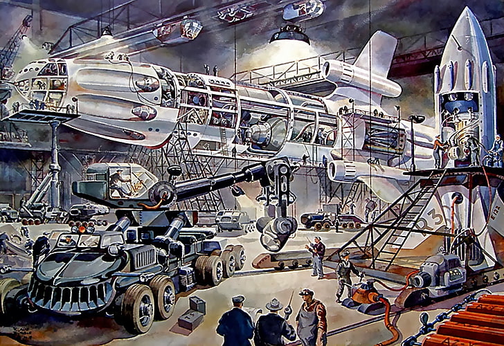 science fiction, artwork, retro science fiction, HD wallpaper