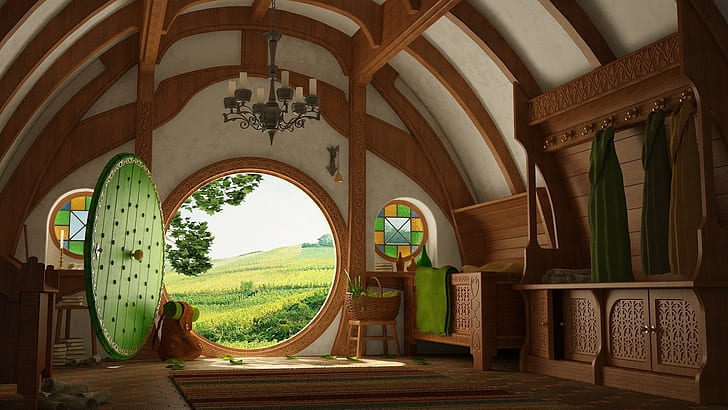 the lord of the rings bag end the shire interiors house, HD wallpaper