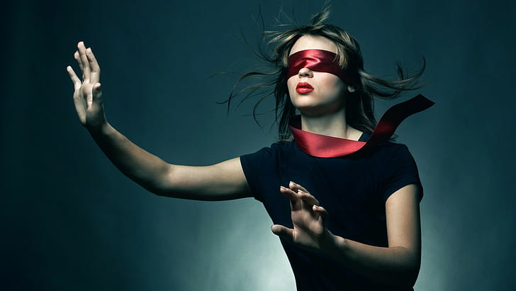 women, blindfold, model, HD wallpaper