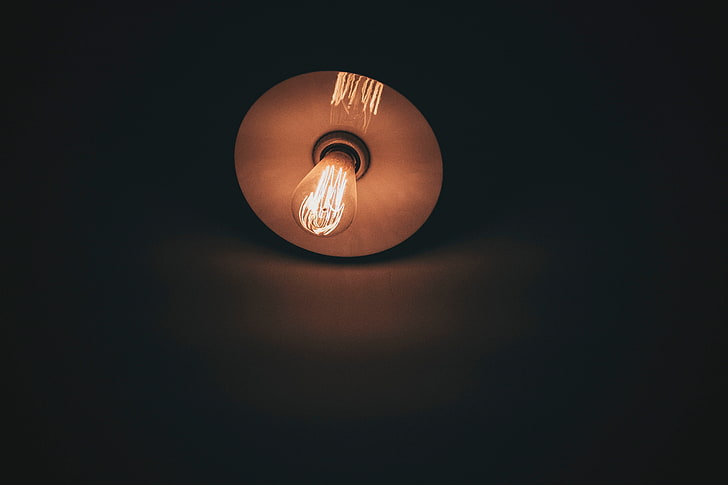 Żarówka Edisona, światła, ciemność, minimalizm, Tapety HD