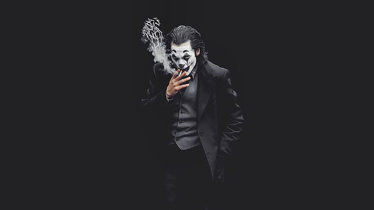 Joker, czarny, biały, papierosy, palenie, Joaquin Phoenix, Tapety HD