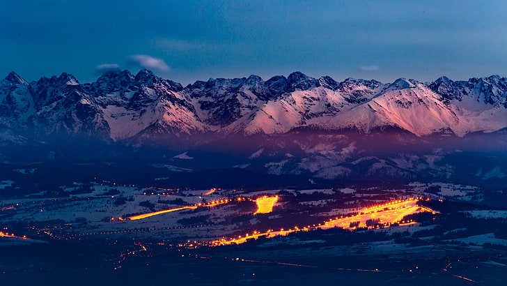 snow mountain, tatras, mountains, sunset, light, carpathians, poland, HD wallpaper