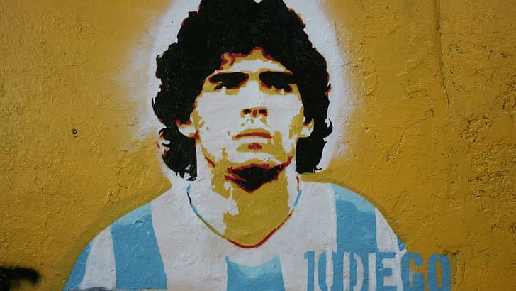 Diego Maradona, Bir düzine, duvardaki resim, Arjantinli futbolcu, HD masaüstü duvar kağıdı