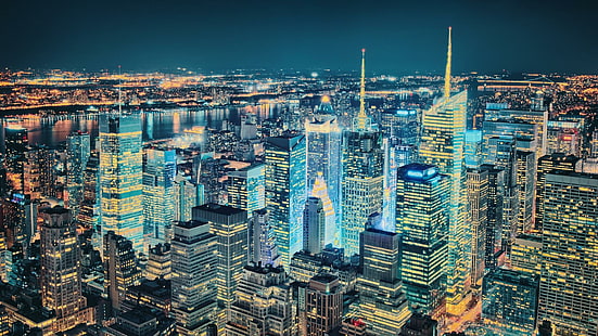 Fantastisk utsikt över New York City Hdr, ljus, stad, skyskrapor, natur och landskap, HD tapet HD wallpaper