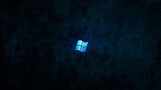 Logotipo de Microsoft Windows, Windows 7, oscuro, Microsoft Windows, azul, Windows 10, logotipo, arte digital, grunge, Fondo de pantalla HD HD wallpaper