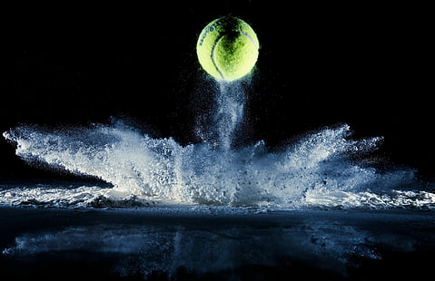 bola de tênis verde, esportes, tênis, bolas de tênis, reflexão, HD papel de parede HD wallpaper