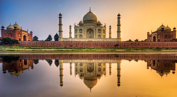 Taj Mahal, Indien, Fluss, Taj Mahal, das Mausoleum, HD-Hintergrundbild