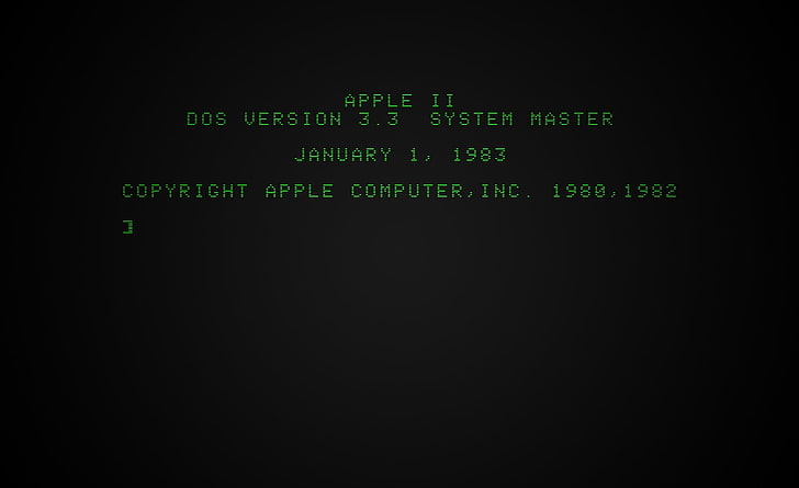 Загрузочный экран Apple II, черный фон с наложением текста, компьютеры, Mac, apple ii, apple 2, загрузочный экран, зеленый текст, дисплей, строки сканирования, компьютер, интерфейс командной строки, командная строка, cli, интерфейс, компьютер apple, crt, электронно-лучевая трубка, HD обои