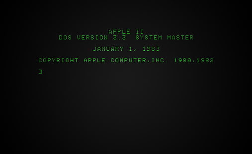 Загрузочный экран Apple II, черный фон с наложением текста, компьютеры, Mac, apple ii, apple 2, загрузочный экран, зеленый текст, дисплей, строки сканирования, компьютер, интерфейс командной строки, командная строка, cli, интерфейс, компьютер apple, crt, электронно-лучевая трубка, HD обои HD wallpaper