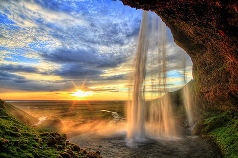 Waterfalls, Seljalandsfoss, Iceland, Waterfall, HD wallpaper HD wallpaper