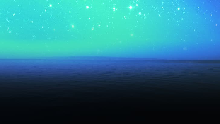 paisagem, noite, estrelas, céu, universo, galáxia, espaço, mar, céu claro, HD papel de parede