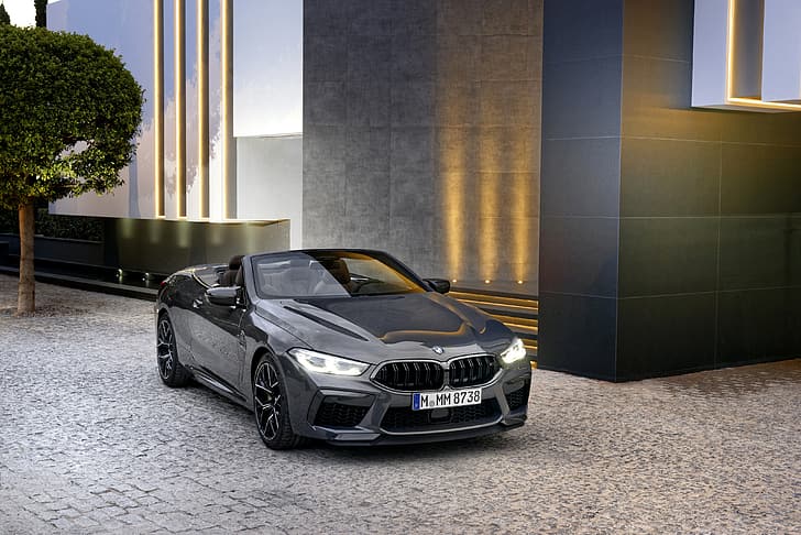 BMW, convertible, 2019, BMW M8, M8, F91, M8 Competition Convertible, M8 Convertible, near the building, HD wallpaper