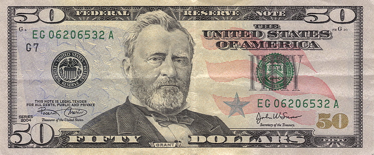 50 US-Dollar-Banknote, Note, Amerika, Staaten, Grant, Dollar, United, Federal, fünfzig, HD-Hintergrundbild HD wallpaper