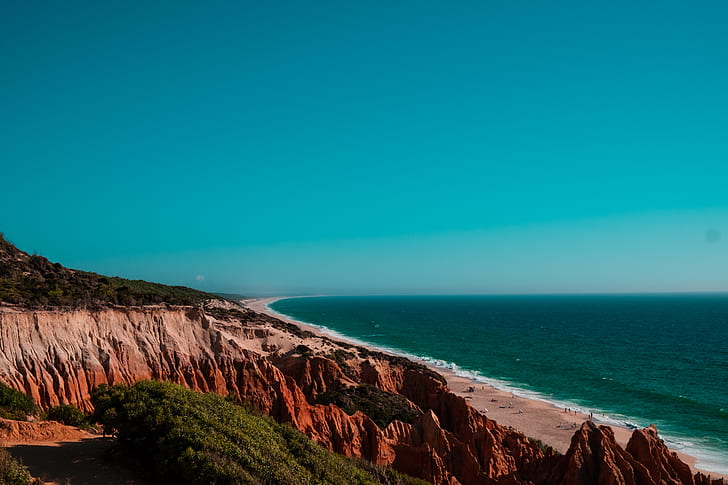Portugal, praia, céu, paisagem, HD papel de parede