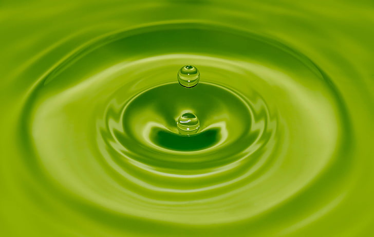 drop of water, green, hd, ripple, water, HD wallpaper