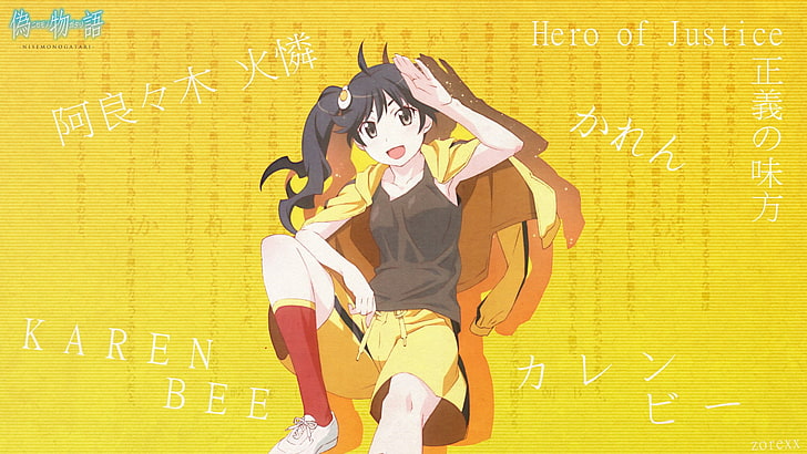 Araragi Karen, Monogatari Series, anime girls, HD wallpaper