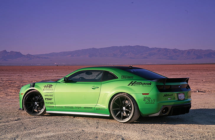 2010, Chevrolet camaro, Rs, Irvine pony slayer, Synergy-green, Wallpaper HD