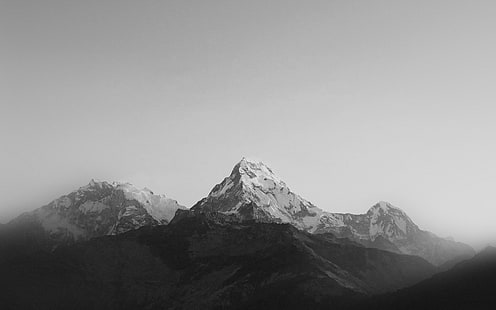mountain, bw, dark, high, sky, nature, rocky, HD wallpaper HD wallpaper