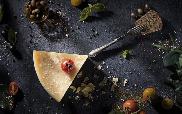 food, tomatoes, cheese, HD wallpaper