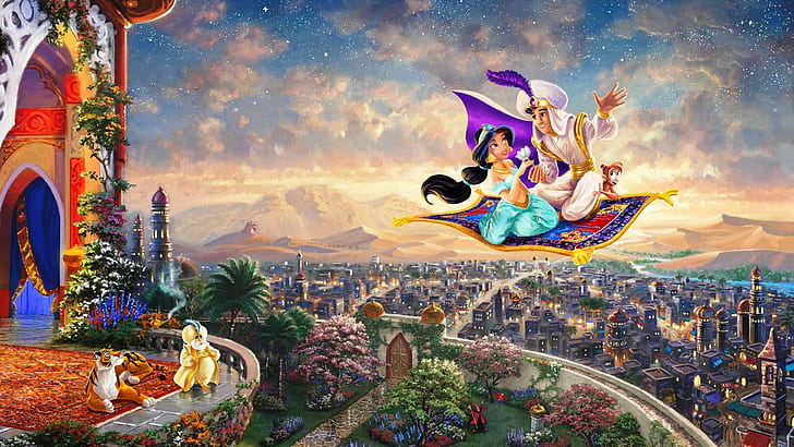 Disney Aladdin And Jasmin Wallpaper Aladdin Jasmine Sultan Flight Flying Carpet Hd Wallpaper Wallpaperbetter
