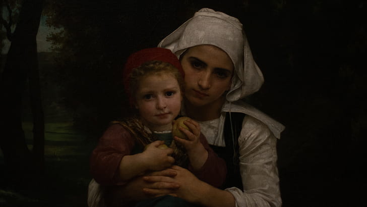 William Bouguereau, pintura a óleo, pintura, mulheres, crianças, retrato, obra de arte, arte clássica, HD papel de parede