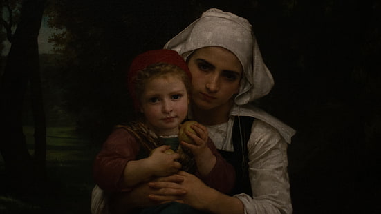 William Bouguereau, peinture à l'huile, peinture, femmes, enfants, portrait, oeuvre d'art, art classique, Fond d'écran HD HD wallpaper