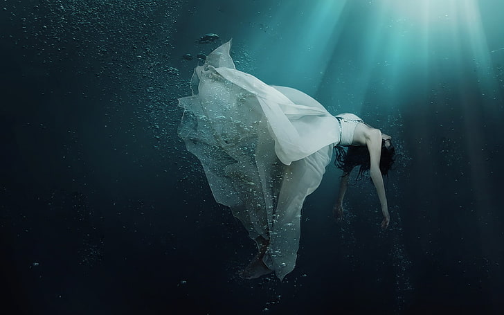 women, underwater, HD wallpaper