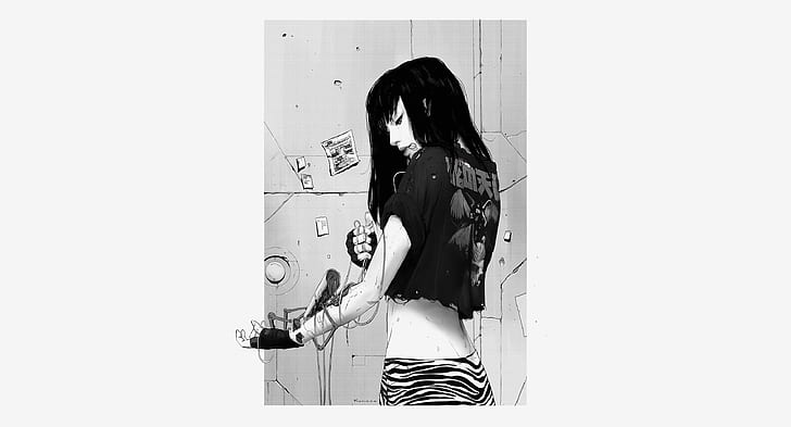 wanita, karya seni, cyberpunk, Maciej Kuciara, cyborg, Wallpaper HD