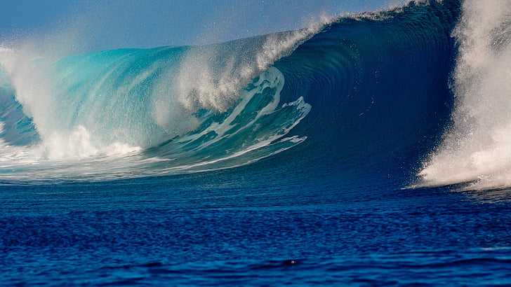 Welle, Windwelle, Ozean, Seewelle, Meer, Wasser, blaue Welle, blaues Meer, Wind, HD-Hintergrundbild