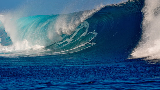 onda, onda de vento, oceano, mar onda, mar, água, onda azul, mar azul, vento, HD papel de parede HD wallpaper