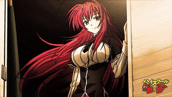 women's red and white traditional dress, High School DxD, Gremory Rias, red, HD wallpaper