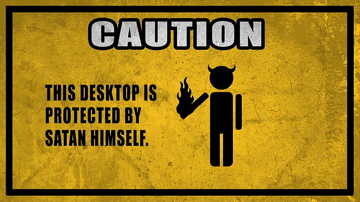 caution, simple, sarcasm, grunge, warning signs, yellow, graphic design, yellow background, typography, humor, HD wallpaper