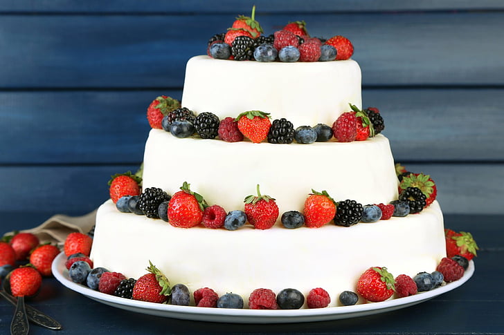 Food, Cake, Berry, Blackberry, Blueberry, Cream, Raspberry, Strawberry, HD wallpaper