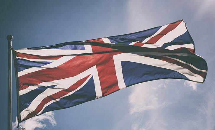العلم ، السماء ، المملكة المتحدة ، جاك الاتحاد، خلفية HD