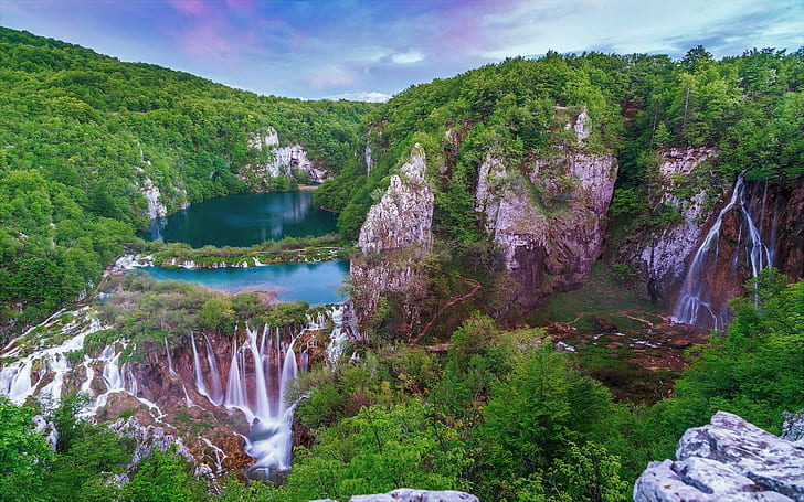 滝、滝、クロアチア、地球、プリトヴィチェ湖群国立公園、プリトヴィチェ国立公園、 HDデスクトップの壁紙