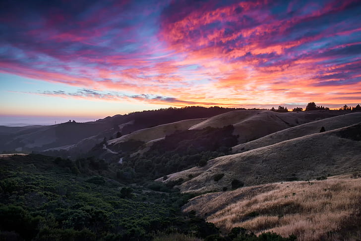 California, hills, California, hills, sky, clouds, HD wallpaper