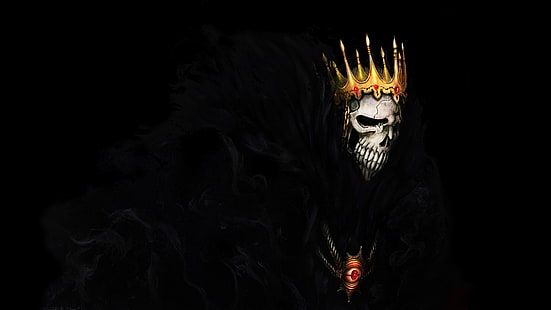 череп, носещ златна корона дигитален тапет, Bleach, смърт, Barragan Luisenbarn, корона, череп, Espada, HD тапет HD wallpaper