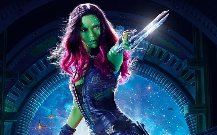 fiction, poster, Zoe Saldana, Gamora, Guardians of the Galaxy Vol. 2, Guardians Of The Galaxy. Part 2, HD wallpaper
